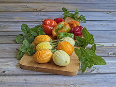Still Life with Mint, Chillies and Garden Eggs