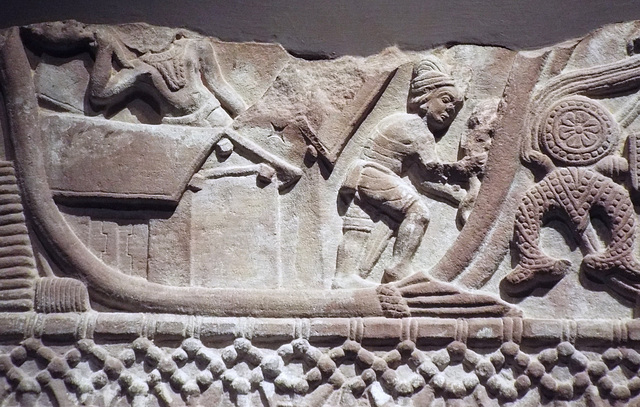 Detail of the Railing Coping from the Bharhut Great Stupa in the Metropolitan Museum of Art, August 2023