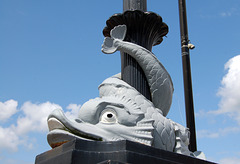 Detail of cast iron lamp standards, Burslem, Stoke on Trent, Staffordshire