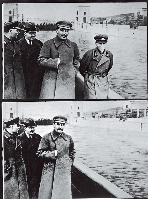 Voroshilov, Molotov, Stalin, with Nikolai Yezhov