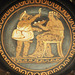 Detail of a Kylix with Dionysos and an Actor in the Getty Villa, June 2016