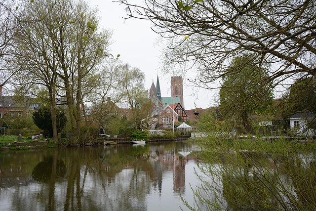 Denmark, View to Ribe Cathedral from the Park