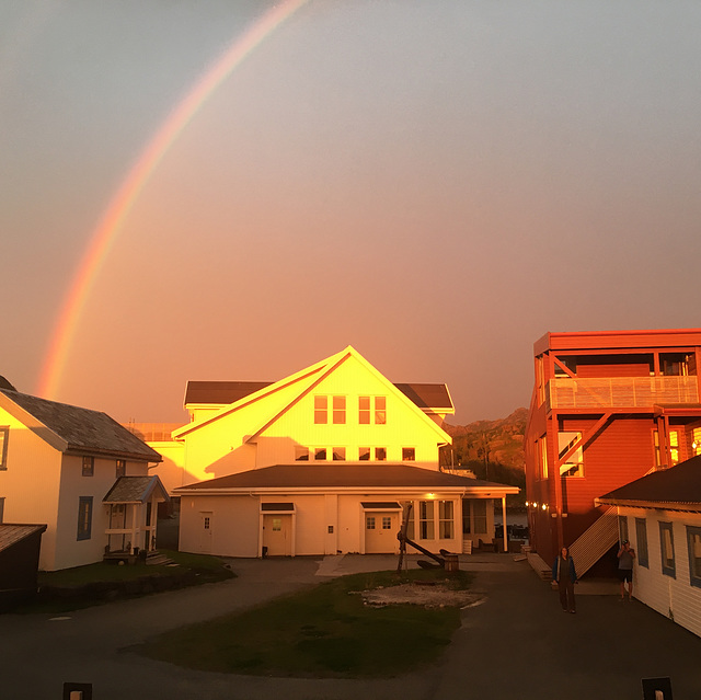 Evening light and rainbow.