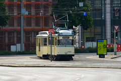 Leipzig 2015 – Straßenbahnmuseum – Tram 1464 and carriage 2012