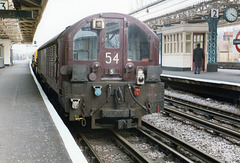Battery Locomotive L54 at Turnham Green - 11 March 1984