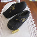 felted slippers with embroidered golden symbol