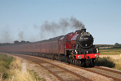 LMS class 6P Jubilee 45699 GALATEA at Willerby Carr Crossing with 1Z23 17:15 Scarborough - Carnforth steam as far as York 10th August 2017.