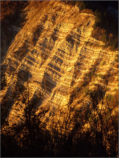 Pareti di roccie calcaree in Val Baganza nella cal