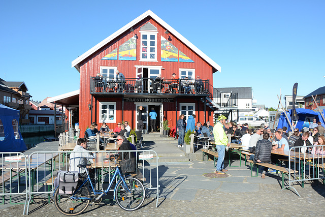 Norway, Lofoten Islands, Præstengbrygga in the Village of Kabelvåg