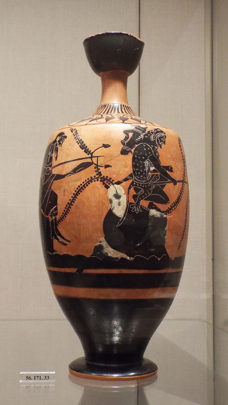 Terracotta Lekythos with Poseidon, Herakles, and Hermes Fishing in the Metropolitan Museum of Art, April 2017