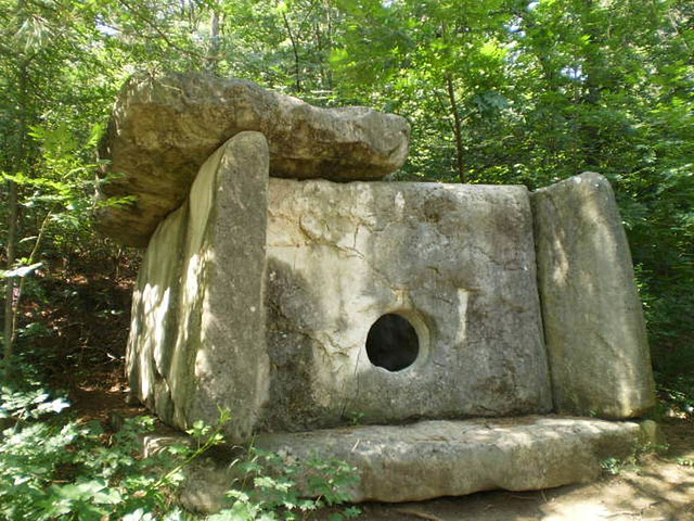 Stone tomb.