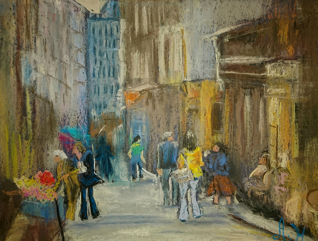 "jour de marché " pastel - janvier 2016