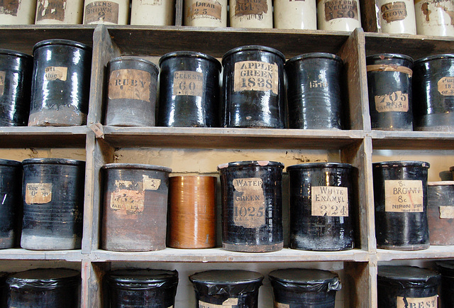 Colour Pots, Gladstone Pottery, Longton, Stoke on Trent, Staffordshire