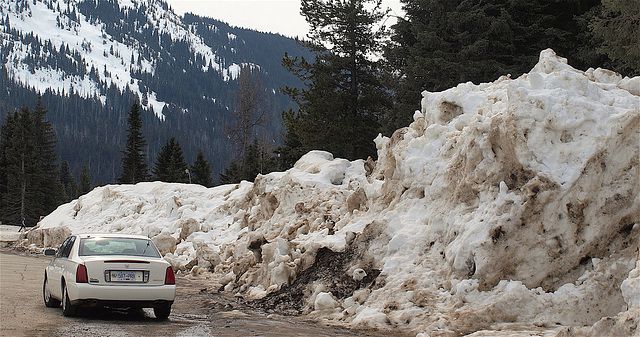 A bit of snow at the rest stop.