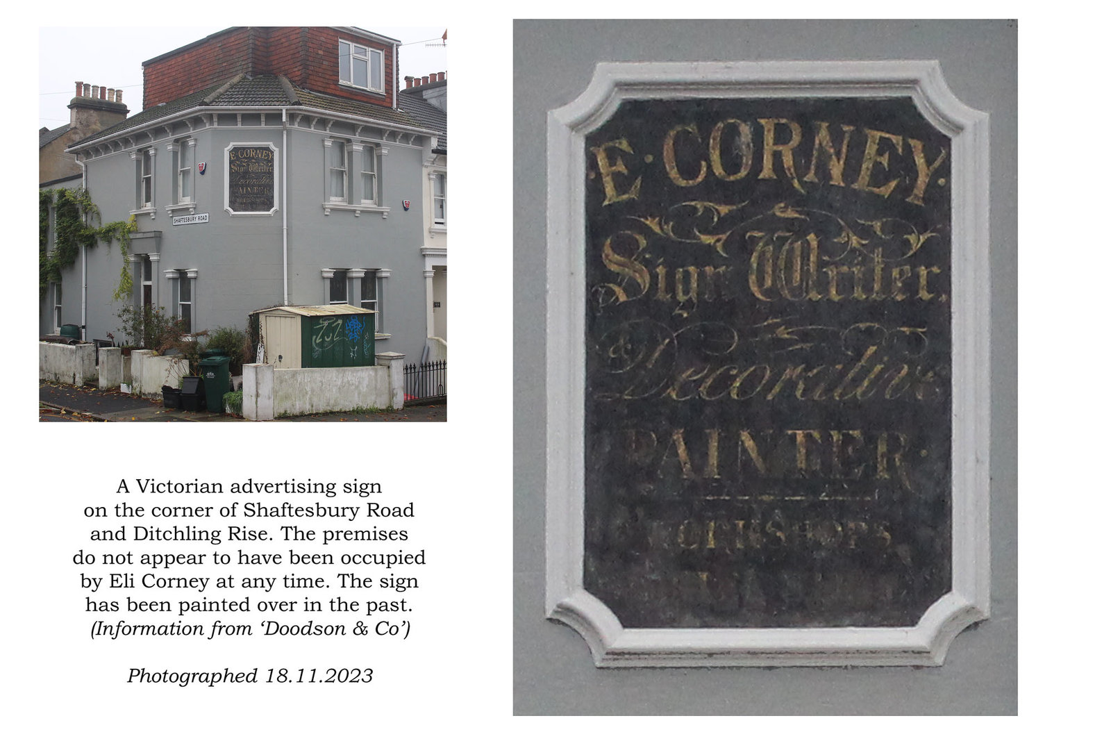 E Corney advert Ditchling Rise Brighton 18 11 2023