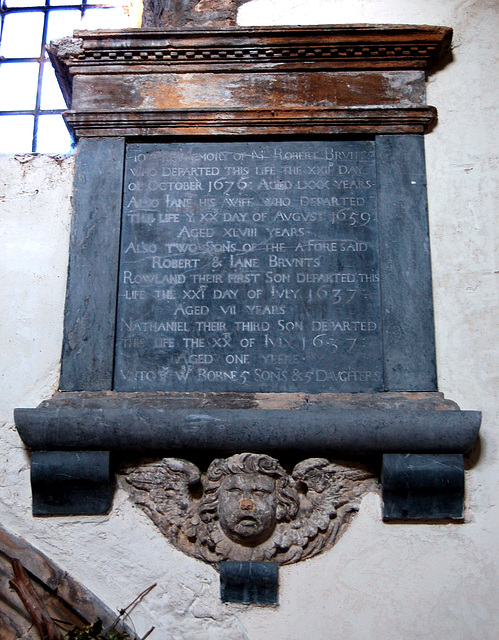 Memorial To Robert and Jane Brunts and Their Sons, East Bridgford Church, Nottinghamshire