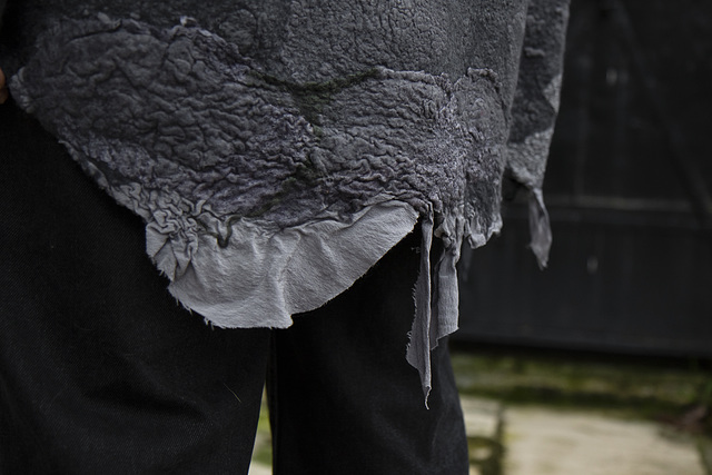 felt jacket - grey - detail