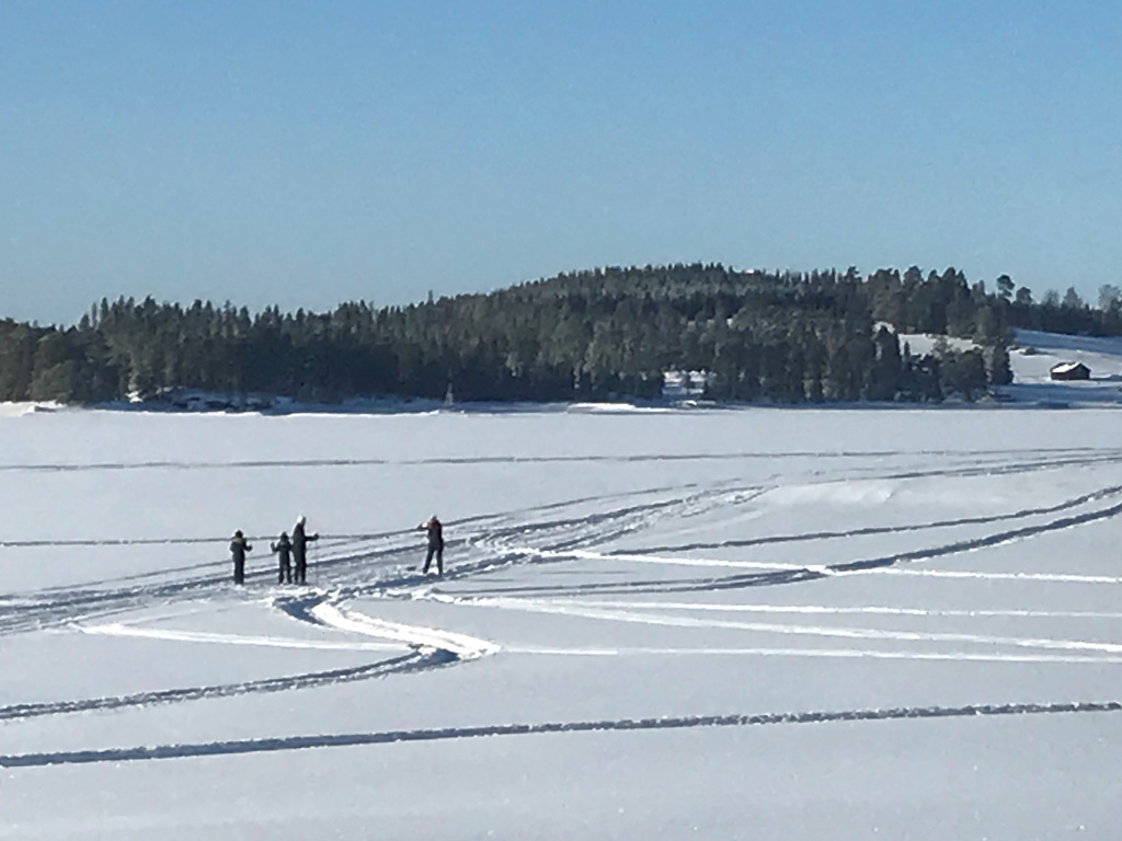 skiing on the lake