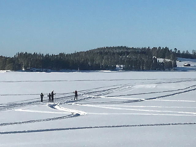 skiing on the lake