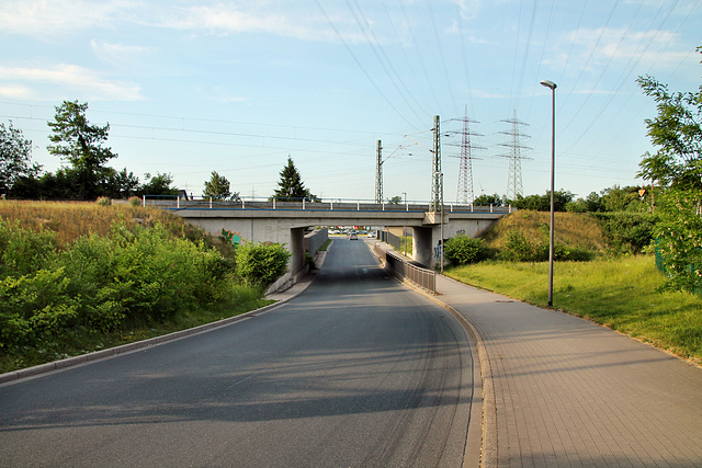 Zum Logistikpark mit Brücke der Bahnstrecke Bochum–Essen/Oberhausen (Wanne-Eickel) / 21.05.2018