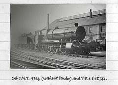 Alan Newman's photo of GWR 2-8-0 4704 & ex-Taff Vale 0-6-2T 351  Swindon - 15.10.1956