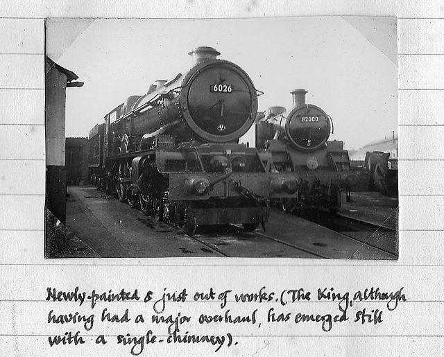 Alan Newman's photo of GWR 4-6-0 6026 & BR 82000 at Swindon - 15.10.1956