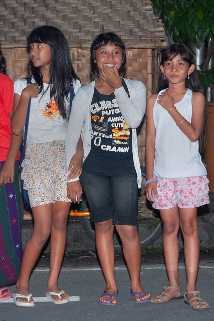 Young ladies at the roadside