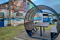 Bench and mural