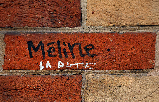 Méline , souffre-douleur . Sur la façade du Collège George Sand , rue de Tolbiac - Paris XIII