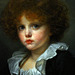" Petit garçon au gilet rouge " . Huile sur toile de Jean-Baptiste Creuze .