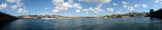 Istanbul, Panorama of Golden Horn Bay from Galata Bridge