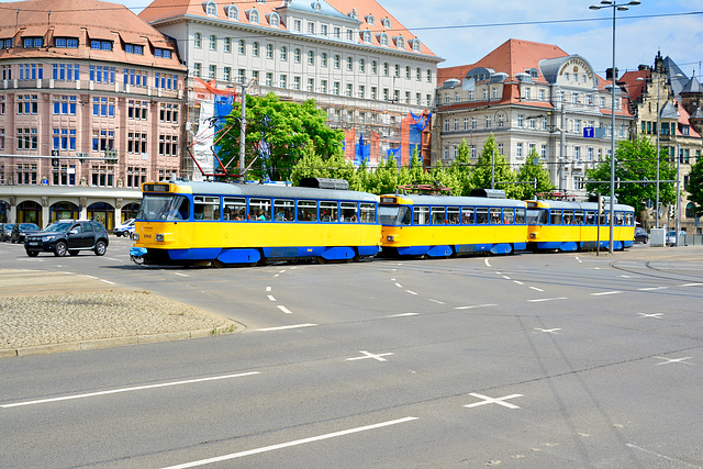 Leipzig 2017 – LVB 2142 2195 2162 Tatra-Großzug on line 15