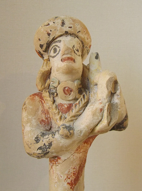 Detail of a Terracotta Musician with a Lyre in the Louvre, June 2013