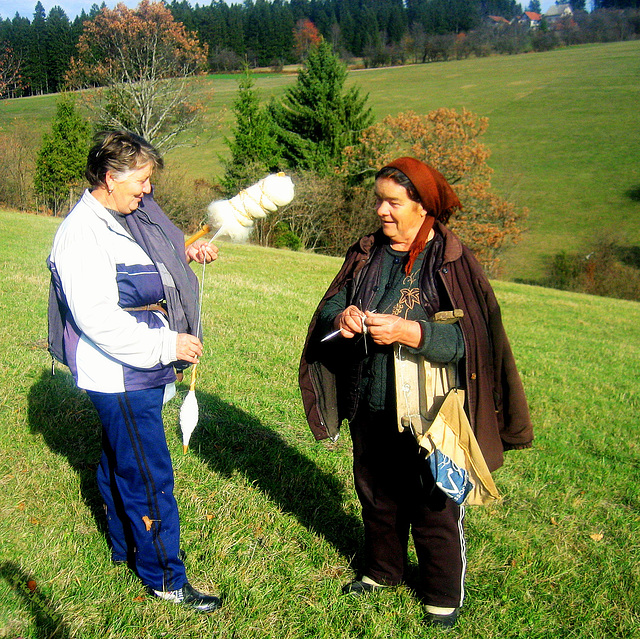 Two shepherdess in a pleasant chat