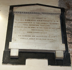 Monument To Edward Heathcote, East Bridgford Church, Nottinghamshire
