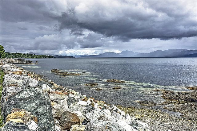 Rain showers on the Sound of Sleat, Isle of Skye