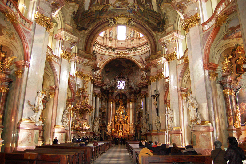 St Nicholas' Church, Lesser Town Square, Prague (interior looking east from nave)