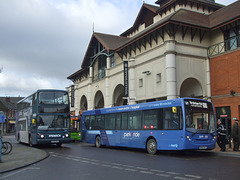 DSCF0621 First Eastern Counties 32656 (AU05 MVA) and 67760 (SN62 AUC) in Ipswich - 2 Feb 2018