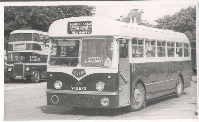 East Yorkshire Motor Services 670 (VKH 670) at Scarborough (RHG Simpson photo) East Yorkshire Motor Services 670 (VKH 670) at Scarborough (RHG Simpson photo)