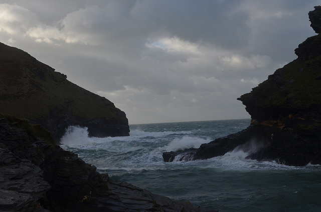 Hurricane at the Entrance to the Boscastle Harbor