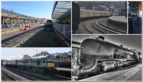 Whitby Railway station with trains from the NYMR