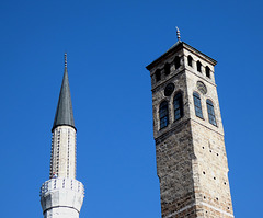 Sarajevo- Minaret and 17th Century Clocktower (Sahat Kula)