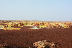 Ethiopia, Danakil Depression, Yellow-brown Surface of the Crater of Dallol Volcano.