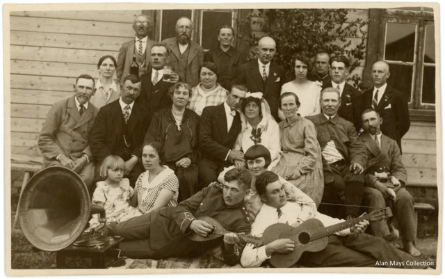 Wedding Photo with Gramophone, Mandolin, and Guitar