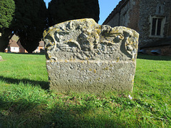 castle hedingham church, essex , cherub on c18 gravestone, (3)