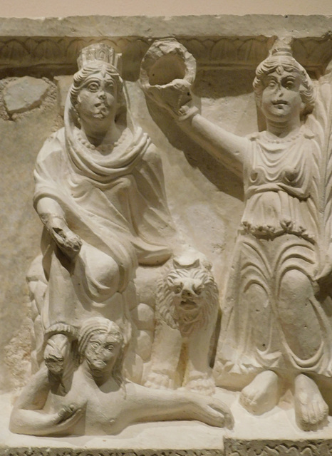 Detail of the Relief with the Gad of Palmyra from Dura-Europos in the Metropolitan Museum of Art, June 2019