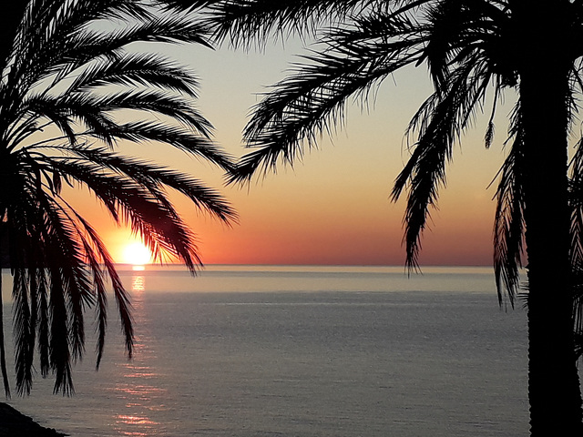 Alba a Bordighera. Auguri di Buon Anno: che sia sereno e  in Pace.