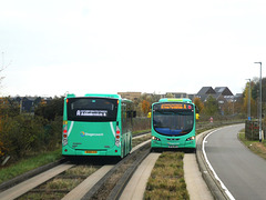 Stagecoach East buses on the Southern Busway, Cambridge - 14 Nov 2024 (P1200305)