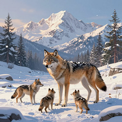 Les loups et leurs petits************