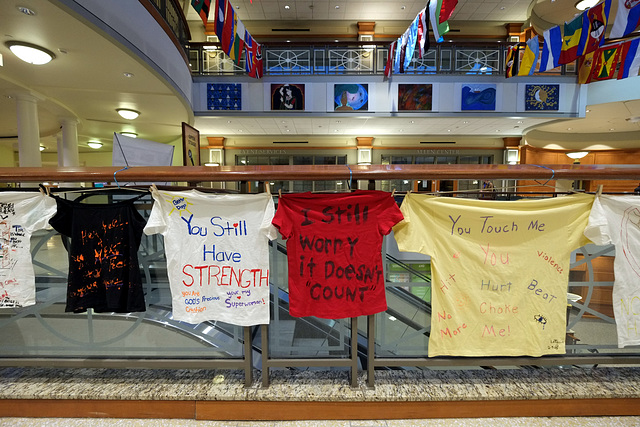 Hand-decorated teeshirts were on display